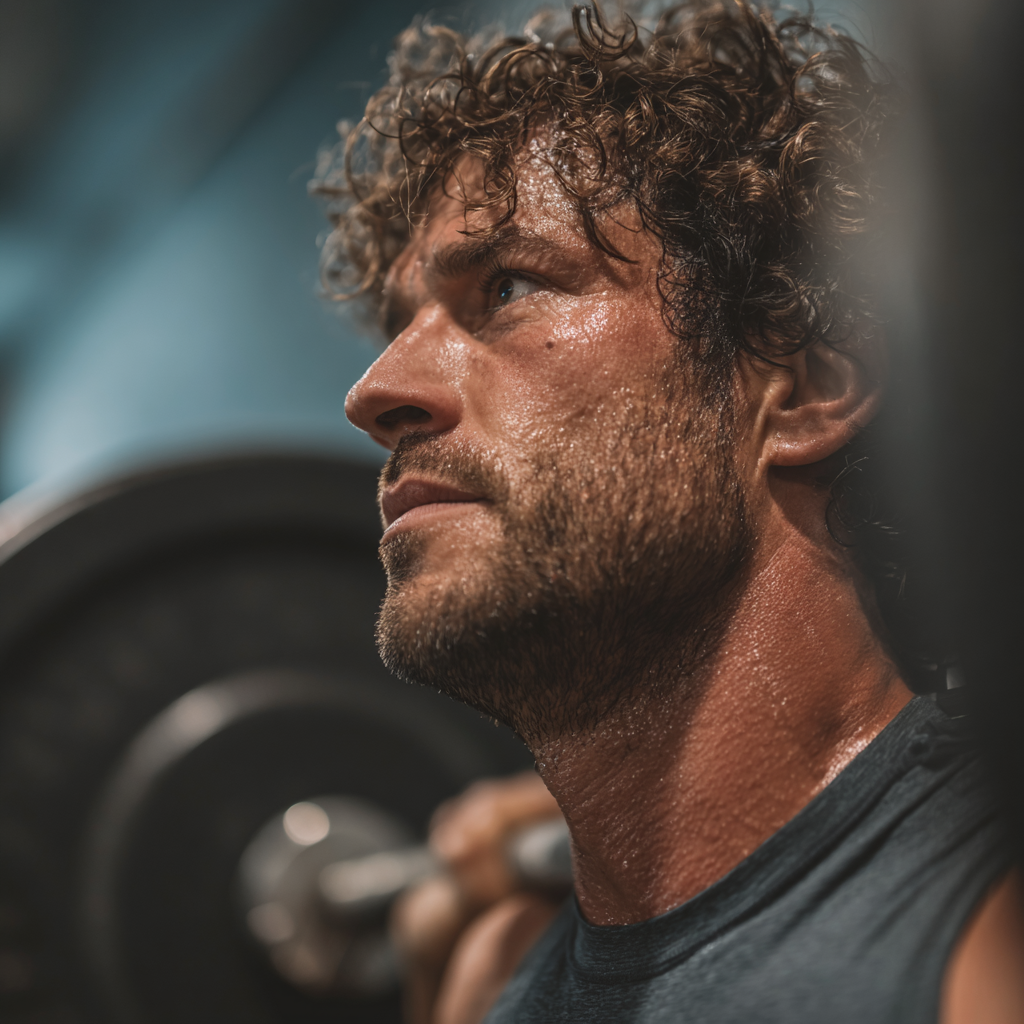 determined man training with focus and mental strength